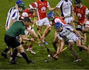 31 October 2021; Referee Sean Stack throws in the sliotar during the Go Ahead Dublin County Senior Club Hurling Championship Semi-Final match between Cuala and Kilmacud Crokes at Parnell Park in Dublin. Photo by Ray McManus/Sportsfile