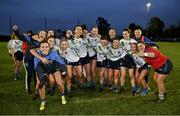 31 October 2021; The St Sylvesters players celebrate after the Dublin LGFA Go-Ahead Intermediate Club Football Championship Final match between St Sylvesters and Castleknock at St Margarets GAA club in Dublin. Photo by Brendan Moran/Sportsfile