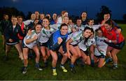 31 October 2021; The St Sylvesters players celebrate after the Dublin LGFA Go-Ahead Intermediate Club Football Championship Final match between St Sylvesters and Castleknock at St Margarets GAA club in Dublin. Photo by Brendan Moran/Sportsfile