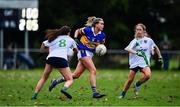 31 October 2021; Aisling O'Connor of Castleknock in action against Kyrah Tanner and Grace Twomey of St Sylvesters during the Dublin LGFA Go-Ahead Intermediate Club Football Championship Final match between St Sylvesters and Castleknock at St Margarets GAA club in Dublin. Photo by Brendan Moran/Sportsfile
