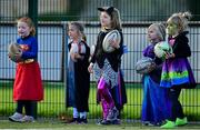 31 October 2021; Participants take part in a Leinster Rugby Halloween Mini Training Session at Blackrock RFC in Dublin. Photo by Brendan Moran/Sportsfile