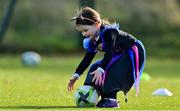 31 October 2021; Amelia Clifford takes part in a Leinster Rugby Halloween Mini Training Session at Blackrock RFC in Dublin. Photo by Brendan Moran/Sportsfile