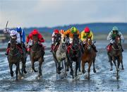 1 November 2021; Oh Purple Reign, with Jamie Codd up, left, on their way to winning the O'Neills Sports Handicap at the Laytown Strand Races in Laytown, Co Meath. Photo by Ramsey Cardy/Sportsfile