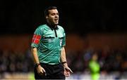 1 November 2021; Referee Robert Harvey during the SSE Airtricity League Premier Division match between St Patrick's Athletic and Bohemians at Richmond Park in Dublin. Photo by Seb Daly/Sportsfile