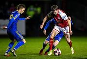 1 November 2021; Billy King of St Patrick's Athletic in action against Tyreke Wilson of Bohemians during the SSE Airtricity League Premier Division match between St Patrick's Athletic and Bohemians at Richmond Park in Dublin. Photo by Seb Daly/Sportsfile