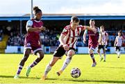 24 October 2021; Will Fitzgerald of Derry City in action against Jordan Adeyemo of Drogheda United during the SSE Airtricity League Premier Division match between Drogheda United and Derry City at United Park in Drogheda, Louth. Photo by Ramsey Cardy/Sportsfile