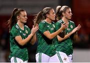 26 October 2021; Northern Ireland players after the FIFA Women's World Cup 2023 qualifying group D match between Northern Ireland and Austria at Seaview in Belfast. Photo by Ramsey Cardy/Sportsfile