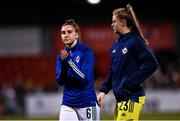 26 October 2021; Rachel McLaren, left, and Maddison Harvey-Clifford of Northern Ireland after the FIFA Women's World Cup 2023 qualifying group D match between Northern Ireland and Austria at Seaview in Belfast. Photo by Ramsey Cardy/Sportsfile