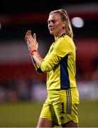 26 October 2021; Northern Ireland goalkeeper Jacqueline Burns after the FIFA Women's World Cup 2023 qualifying group D match between Northern Ireland and Austria at Seaview in Belfast. Photo by Ramsey Cardy/Sportsfile