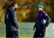 3 November 2021; Team captain Jonathan Sexton, right, with head coach Andy Farrell during Ireland rugby squad training at Carton House in Maynooth, Kildare. Photo by Brendan Moran/Sportsfile
