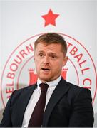 3 November 2021; Newly appointed Shelbourne FC manager Damien Duff speaking during a media conference at the Clayton Hotel Dublin Airport in Clonshaugh, Dublin. Photo by Seb Daly/Sportsfile