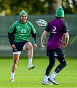 3 November 2021; Simon Zebo, left, and Mack Hansen during Ireland rugby squad training at Carton House in Maynooth, Kildare. Photo by Brendan Moran/Sportsfile