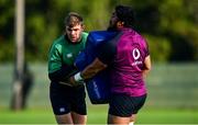 3 November 2021; Garry Ringrose, left, and Bundee Aki during Ireland rugby squad training at Carton House in Maynooth, Kildare. Photo by Brendan Moran/Sportsfile