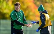 3 November 2021; Ryan Baird gets some resin applied to his hands during Ireland rugby squad training at Carton House in Maynooth, Kildare. Photo by Brendan Moran/Sportsfile
