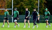 3 November 2021; Ireland players, from left, James Hume, Caelan Doris, Ciaran Frawley, Conor Murray and Simon Zebo during rugby squad training at Carton House in Maynooth, Kildare. Photo by Brendan Moran/Sportsfile