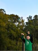 3 November 2021; Dan Sheehan practices his lineout throwing during Ireland rugby squad training at Carton House in Maynooth, Kildare. Photo by Brendan Moran/Sportsfile