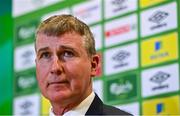 4 November 2021; Republic of Ireland manager Stephen Kenny speaking during his Republic of Ireland squad announcement at FAI Headquarters in Abbotstown, Dublin. Photo by Seb Daly/Sportsfile