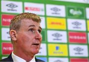4 November 2021; Republic of Ireland manager Stephen Kenny speaking during his Republic of Ireland squad announcement at FAI Headquarters in Abbotstown, Dublin. Photo by Seb Daly/Sportsfile