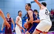 30 October 2021; Paul Freeman of NUIG Maree in action against Jason Killeen of Griffith College Templeogue during the InsureMyHouse.ie Pat Duffy National Cup Round 1 match between NUIG Maree and Griffith College Templeogue at NUIG Kingfisher Gym in Galway. Photo by Brendan Moran/Sportsfile