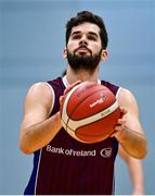 30 October 2021; Oriol Franch of NUIG Maree during the InsureMyHouse.ie Pat Duffy National Cup Round 1 match between NUIG Maree and Griffith College Templeogue at NUIG Kingfisher Gym in Galway. Photo by Brendan Moran/Sportsfile