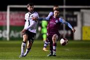 4 November 2021; Will Patching of Dundalk in action against Darragh Markey of Drogheda United during the SSE Airtricity League Premier Division match between Drogheda United and Dundalk at Head in the Game Park in Drogheda, Louth. Photo by Ben McShane/Sportsfile