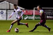 4 November 2021; Daniel Kelly of Dundalk in action against James Brown of Drogheda United during the SSE Airtricity League Premier Division match between Drogheda United and Dundalk at Head in the Game Park in Drogheda, Louth. Photo by Ben McShane/Sportsfile