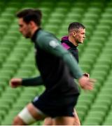 5 November 2021; Jonathan Sexton and Joey Carbery, left, during the Ireland rugby captain's run at Aviva Stadium in Dublin. Photo by Brendan Moran/Sportsfile