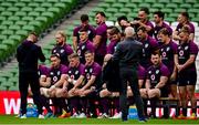 5 November 2021; Team captain Jonathan Sexton, third from left, looks on as the squad assemble for their team photograph before the Ireland rugby captain's run at Aviva Stadium in Dublin. Photo by Brendan Moran/Sportsfile