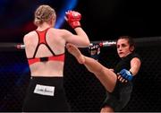 5 November 2021; Audrey Kerouche, right, and Danni Neilan during their Strawweight bout at Bellator 270 at the 3Arena in Dublin. Photo by David Fitzgerald/Sportsfile