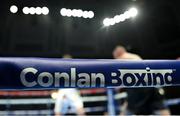 5 November 2021; A general view of a Conlan Boxing logo at the Ulster Hall in Belfast. Photo by Ramsey Cardy/Sportsfile