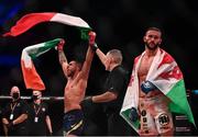 5 November 2021; Nicolò Solli, left, is declared victorious over Bobby Pallett after their Welterweight bout at Bellator 270 at the 3Arena in Dublin. Photo by David Fitzgerald/Sportsfile