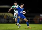 5 November 2021; Shane Griffin of Waterford in action against Gary O'Neill of Shamrock Rovers during the SSE Airtricity League Premier Division match between Waterford and Shamrock Rovers at the RSC in Waterford. Photo by Seb Daly/Sportsfile