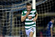 5 November 2021; Sean Hoare of Shamrock Rovers celebrates after scoring his side's second goal during the SSE Airtricity League Premier Division match between Waterford and Shamrock Rovers at the RSC in Waterford. Photo by Seb Daly/Sportsfile