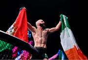 5 November 2021; Pedro Carvalho celebrates after defeating Daniel Weichel in their featherweight bout at Bellator 270 at the 3Arena in Dublin. Photo by David Fitzgerald/Sportsfile