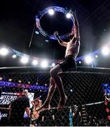5 November 2021; Pedro Carvalho celebrates after defeating Daniel Weichel in their featherweight bout at Bellator 270 at the 3Arena in Dublin. Photo by David Fitzgerald/Sportsfile