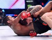 5 November 2021; Patchy Mix, left, submits James Gallagher during their bantamweight bout at Bellator 270 at the 3Arena in Dublin. Photo by David Fitzgerald/Sportsfile