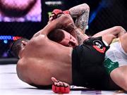 5 November 2021; Patchy Mix, left, submits James Gallagher during their bantamweight bout at Bellator 270 at the 3Arena in Dublin. Photo by David Fitzgerald/Sportsfile