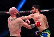5 November 2021; Patricky Pitbull, right, knocks out Peter Queally in their lightweight world title bout at Bellator 270 at the 3Arena in Dublin. Photo by David Fitzgerald/Sportsfile