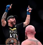 5 November 2021; Patricky Pitbull celebrates after knocking out Peter Queally in their lightweight world title bout at Bellator 270 at the 3Arena in Dublin. Photo by David Fitzgerald/Sportsfile
