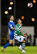 5 November 2021; Graham Burke of Shamrock Rovers in action against Shane Griffin of Waterford during the SSE Airtricity League Premier Division match between Waterford and Shamrock Rovers at the RSC in Waterford. Photo by Seb Daly/Sportsfile