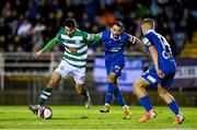 5 November 2021; Neil Farrugia of Shamrock Rovers in action against Shane Griffin of Waterford during the SSE Airtricity League Premier Division match between Waterford and Shamrock Rovers at the RSC in Waterford. Photo by Seb Daly/Sportsfile