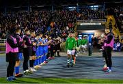 5 November 2021; Shamrock Rovers captain Roberto Lopes leads his side out as Waterford players provide a guard of honour before the SSE Airtricity League Premier Division match between Waterford and Shamrock Rovers at the RSC in Waterford. Photo by Seb Daly/Sportsfile