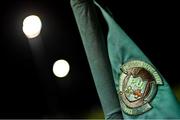 6 November 2021; A detailed view of the Peamount United crest on the corner flag before the SSE Airtricity Women's National League match between Peamount United and DLR Waves at PLR Park in Greenogue, Dublin. Photo by Eóin Noonan/Sportsfile