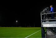 6 November 2021; A TG4 camera operator setting up his camera before the SSE Airtricity Women's National League match between Peamount United and DLR Waves at PLR Park in Greenogue, Dublin. Photo by Eóin Noonan/Sportsfile