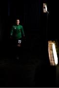 6 November 2021; Peamount United goalkeeper Niamh Reid-Burke makes her way out to the pitch before the SSE Airtricity Women's National League match between Peamount United and DLR Waves at PLR Park in Greenogue, Dublin. Photo by Eóin Noonan/Sportsfile