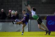 6 November 2021; David Mannix of St Jude's in action against Sean Newcombe of Lucan Sarsfields during the Go Ahead Dublin County Senior Club Football Championship Semi-Final match between St Jude's and Lucan Sarsfields at Parnell Park in Dublin. Photo by Sam Barnes/Sportsfile