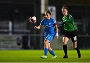 6 November 2021; Rachel Doyle of DLR Waves in action against Karen Duggan of Peamount United during the SSE Airtricity Women's National League match between Peamount United and DLR Waves at PLR Park in Greenogue, Dublin. Photo by Eóin Noonan/Sportsfile
