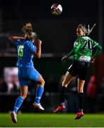 6 November 2021; Stephanie Roche of Peamount United in action against Nadine Clare of DLR Waves during the SSE Airtricity Women's National League match between Peamount United and DLR Waves at PLR Park in Greenogue, Dublin. Photo by Eóin Noonan/Sportsfile