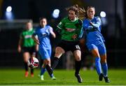 6 November 2021; Karen Duggan of Peamount United in action against Fiona Donnelly of DLR Waves during the SSE Airtricity Women's National League match between Peamount United and DLR Waves at PLR Park in Greenogue, Dublin. Photo by Eóin Noonan/Sportsfile