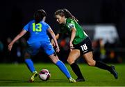 6 November 2021; Rebecca Watkins of Peamount United in action against Aoife Brophy of DLR Waves during the SSE Airtricity Women's National League match between Peamount United and DLR Waves at PLR Park in Greenogue, Dublin. Photo by Eóin Noonan/Sportsfile